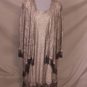 Gold Lace Plus Size Holiday Dress